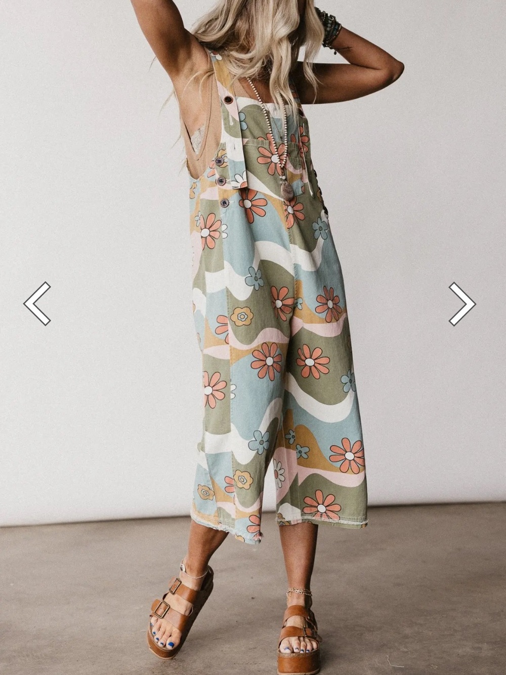 Floral Wave Wide-Leg Jumpsuit in Sage Multi